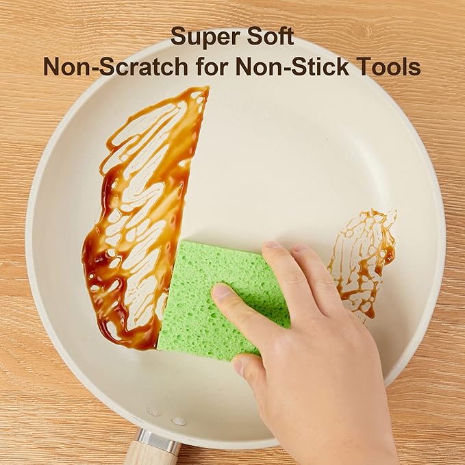 JOYMOOP Dish Sponge Scrubber, Cellulose Sponges Kitchen for Non-Scratch Washing Dishes, Household Cleaning Scrub Natural Sponge, Pack of 24 Colorful Sponges