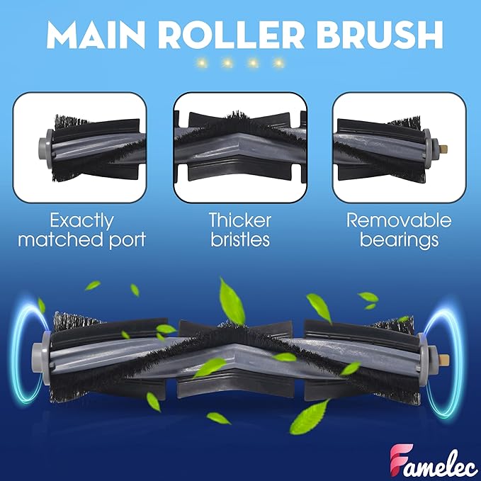 FAMEKLEC Upgrade Replacement Accessories Kit Compatible with ECOVACS DEEBOT X1 Omni, X1 Turbo Robot Vacuum Attachments, Include 1 Main Brush, 6 Side Brushs, 4 Filters, 4 Mop Cloths, 4 Dust Bags