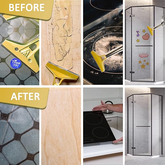 Razor Blade Scraper,Floor Scraper Tool with 20PCS Extra Blades,Paint Scraper Ideal for Cleaning Stove Top,Windows,Glass,Tiles,Wall,Labels.(4 in,Metal)