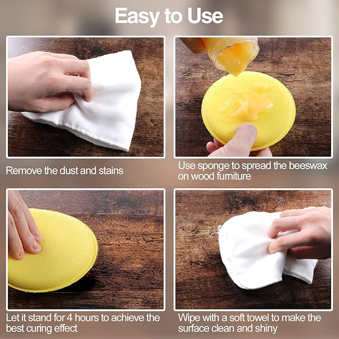 SEISSO Beeswax Furniture Polish, Natural Wood Seasoning Beeswax Furniture Cleaner for Wood Floors, Tables, Chairs and Cabinets