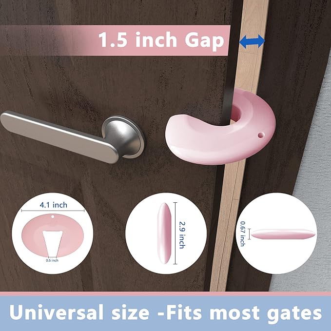 Silicone Door Pinch Guard and Door Slam Stopper, Durable Finger Pinch Guard, Prevents Pinch Injuries, Slamming Doors, Door Stopper for Kids, 6 Packs Pink.