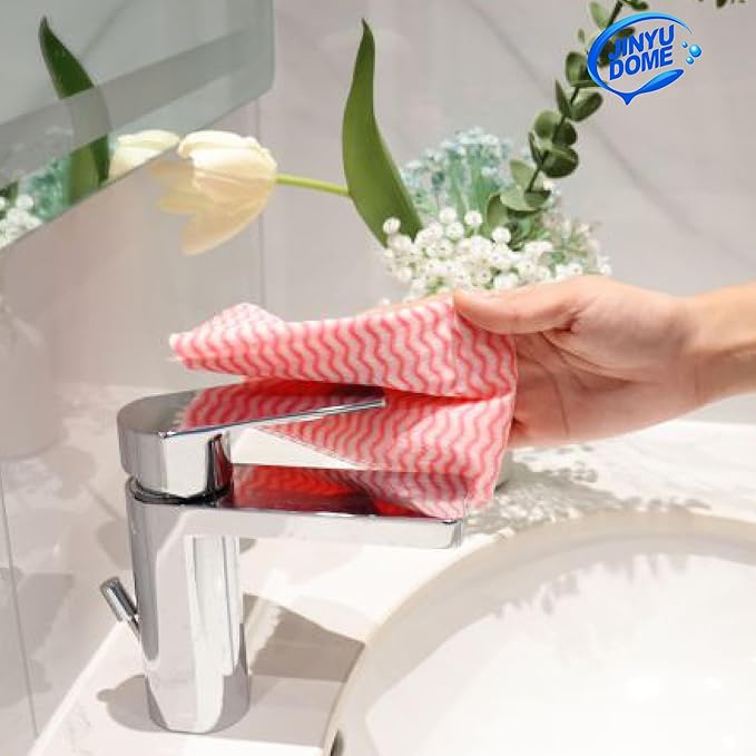 Handi Wipes Reusable Cloths, Red Disposable Kitchen Cleaning Towel Roll, Heavy Duty J Cloth,50 Count