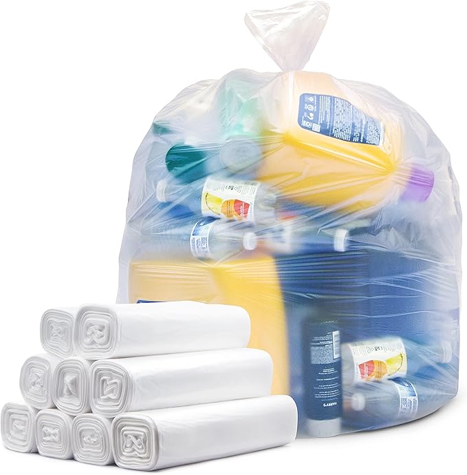 Tasker 30-33 Gallon Clear Trash Bags Heavy Duty (Mega ValuePack 250 Bags) Large Plastic Bags, Great for Recycling 30 Gallon - 32 Gallon - 35 Gallon. Clear Large Trash Bags