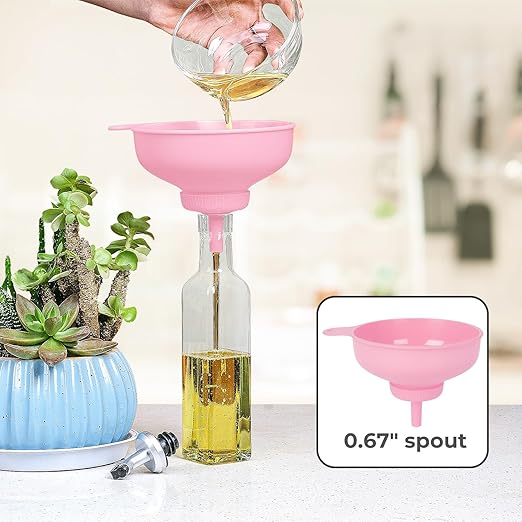 Wide Mouth Kitchen Funnel, Food Grade Plastic Cooking Canning Funnel with 4 Sizes Spouts for Filling Wide and Regular Mason Jars, Spray Dropper Oil Bottle Jug Spices Shampoo Sauce