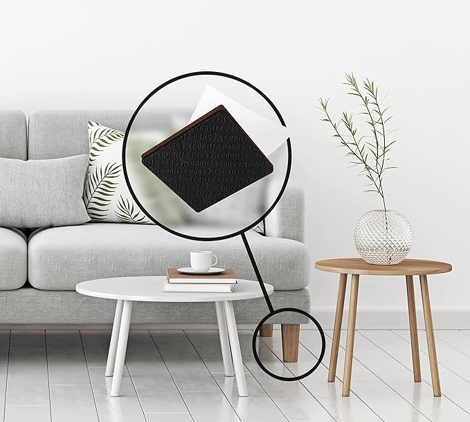 Slipstick GorillaPads Non Slip Furniture Pads/Gripper Feet Floor Protectors (Set of 16) Premium 2 Inch Square Self Adhesive Rubber Pads for Furniture Legs, Black, CB153-16
