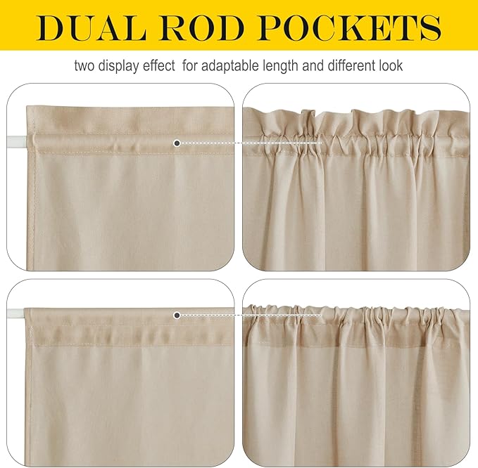 NICETOWN Door Curtains for Window 72 inch Length, Linen Blend Privacy French Shade Thermal Insulate Window Covering for Patio Glass Front Door, 52 x 72 inch, Angora, 1 Panel