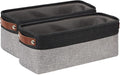 DULLEMELO Small Bathroom Baskets for Toilet Fabric Storage Baskets 2 Pack - 15"x6"x5.5" Foldable Fabric Organizer for Storage Decorative Storage Bins for Home,Closet(Black&Grey)