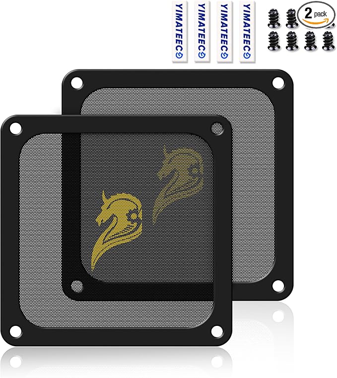 140mm Fan Filter PC Dust Filter Computer Fan Grills Dust Mesh Magnetic Frame PC Case Cover Dustproof PVC 50 Mesh(PVC, Gentleman Aesthetic, 140 * 140mm, 2pcs, Black)