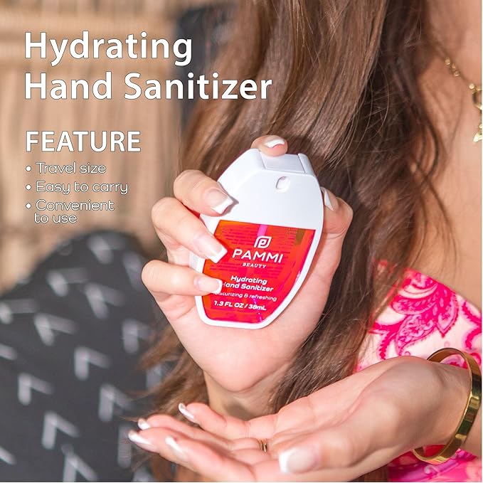 PAMMI Power Mist Hydrating Hand Sanitizer Spray, Portable Travel Size Pocket Hand Sanitizer, Scented Handsanitizer Mini Spray For Car - 600 Sprays (2 Packs (Raspberry Lychee))