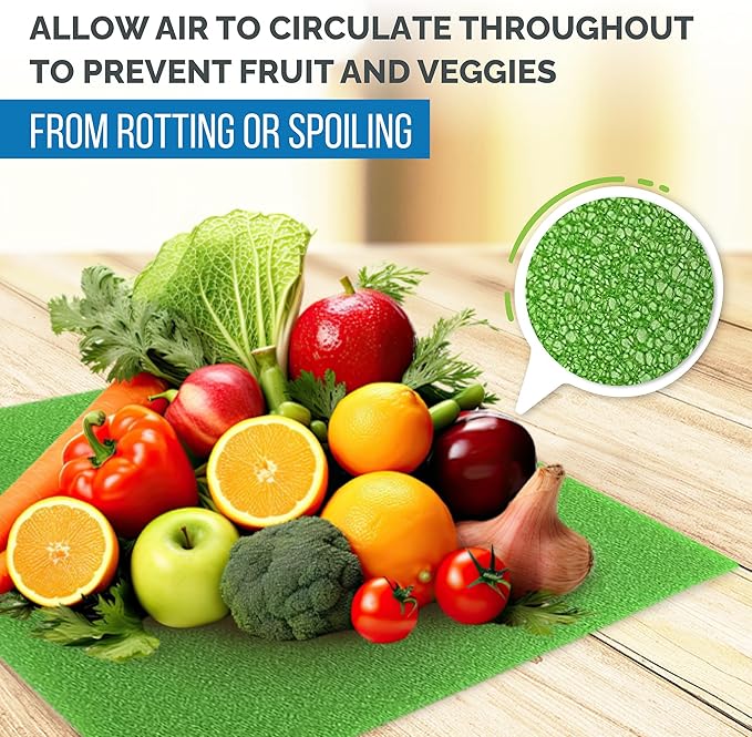 Dualplex® Fruit & Veggie Life Extender Liner for Fridge Refrigerator Drawers, 12x15 Inches (4 Pack) – Extends The Life of Your Produce & Prevents Spoilage