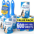 PetLovers Extra Sticky Lint Roller Mega Value Set 600 Sheets for Pet Hair Removal, Dog and Cat Lint Remover 6 Pack