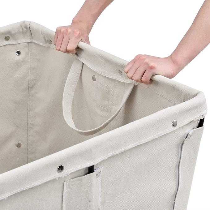 Global Industrial 12 Bushel, Canvas Basket Bulk Truck, 36" L x 26" W x 33-1/2"H, Unassembled, Rolling Laundry Cart, Commercial Material Handling Cart with Swivel Rubber Casters
