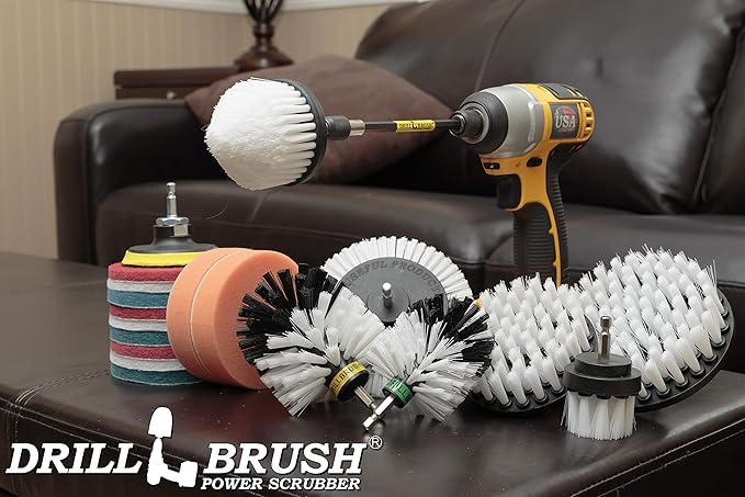 Drill Brush Power Scrubber by Useful Products - Carpet Cleaner - Car Cleaning Kit - Car Wash Kit - Glass, Glass Cooktop, Upholstery Cleaner - Upholstery Brush For Auto Detailing - Pet Hair Remover Set