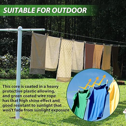 1/8" Wire Rope, 100 Ft PVC Coated Wire Cable Metal Steel Cable Trellis Kit, Multi-use Clothes Line for T Post/Climbing Grapevines Plants Outdoor/String Light Hanging Kit