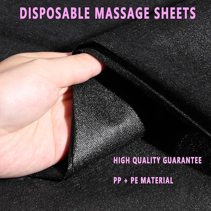 Disposable Bed Sheets 50 Pcs 31" x 71" Massage Table Sheets Non Woven Fabric SPA Bed Cover Breathable for Massage Beauty Tattoos（Black）