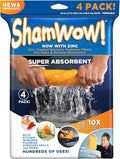 ShamWow Original Super Absorbent Multi-Purpose Cleaning Shammy Chamois Towel Cloth - Holds 10X its Weight in Liquid - Machine Washable - Will Not Scratch (4 Pack, Orange)