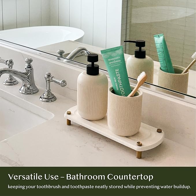 2PCS Water Absorbing Stone Soap Tray for Kitchen Bathroom Sink, Quick Dry Diatomaceous Earth Drying Rack and Shower Caddy, Soap Dispenser and Sponge Holder Organizer for Countertop, TWINKLE MOMENT; Pure White
