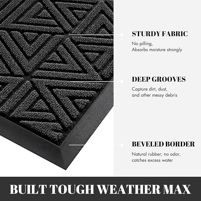 Yimobra Front Door Mat Outside Entrance 72 x 24, Waterproof and Washable Outdoor Mat, Non Slip Rubber Backing, Heavy Duty Welcome Matt for Home Entry Floor Porch Garage Office, Low Profile, Black