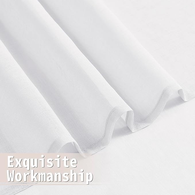 Tollpiz Sheer Door Curtains Closet Linen Textured Curtain Sheers Doorway Light Filtering Voile Patio Glass Door Rod Pocket Curtains French Door, 54 x 80 inches Long, White, Set of 1 Panel