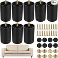 TURSTIN 8 Pack 3 Inch Plastic Furniture Legs with M8 T-Nuts Screws Tapered Sofa Couch and Chair Legs Replacement Furniture Legs for DIY Projects Sofas Coffee Tables Dressers Beds