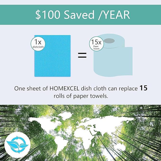 HOMEXCEL Swedish Dishcloths for Kitchen 10 Pack, Sponge Dish Cloth for Counters & Washing Dishes, Reusable and Absorbent Paper Towels, 3 Colors Assorted