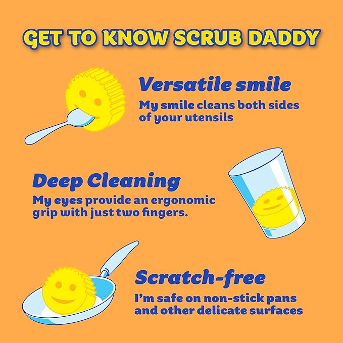 Scrub Daddy Sponges & Cif All Purpose Cleaner, Lemon - Non Scratch Sponges for Kitchen + Bathroom - Scrubber and Multipurpose Cleaner Cream - Cleaning Supplies Kit