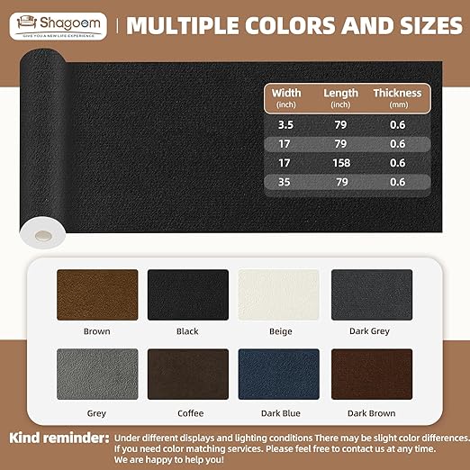 Suede Repair Patch, 17X79 Inch Fabric Large Repair Tape, Self-Adhesive Patches for Furniture, Sofa, Car Interior, Shoes, Hand Bag, Clothing (Dark Brown, 17X79 Inch)