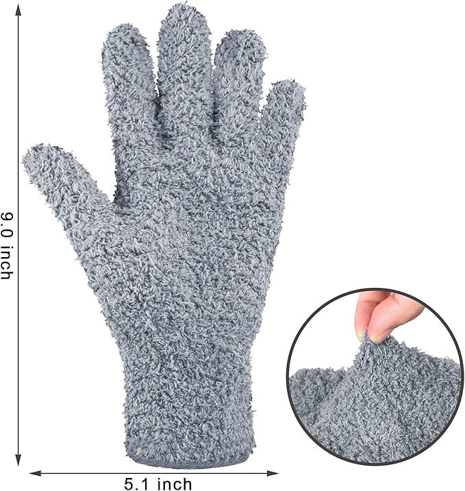 Bencailor 4 Pairs Microfiber Dusting Gloves Washable Reusable Cleaning Gloves Mittens for Plants House Cleaning Car Blinds