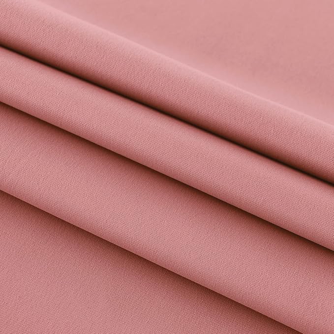 DWCN French Door Curtains – Rod Pocket Thermal Blackout Curtain for Doors with Glass Window, Kitchen and Patio Doors for Privacy, 36 X 72 Inches Long, 1 Curtain Panel with Tieback, Dry Rose