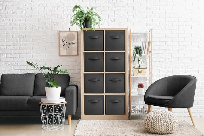 Sorbus Fabric Storage Cubes - 8 Foldable Storage Bins for Organizing Pantry, Cubbies, Toy Box - Clothes Storage & Closet Organizer - 11 Inch Collapsible Cube Baskets for Shelves with Handle