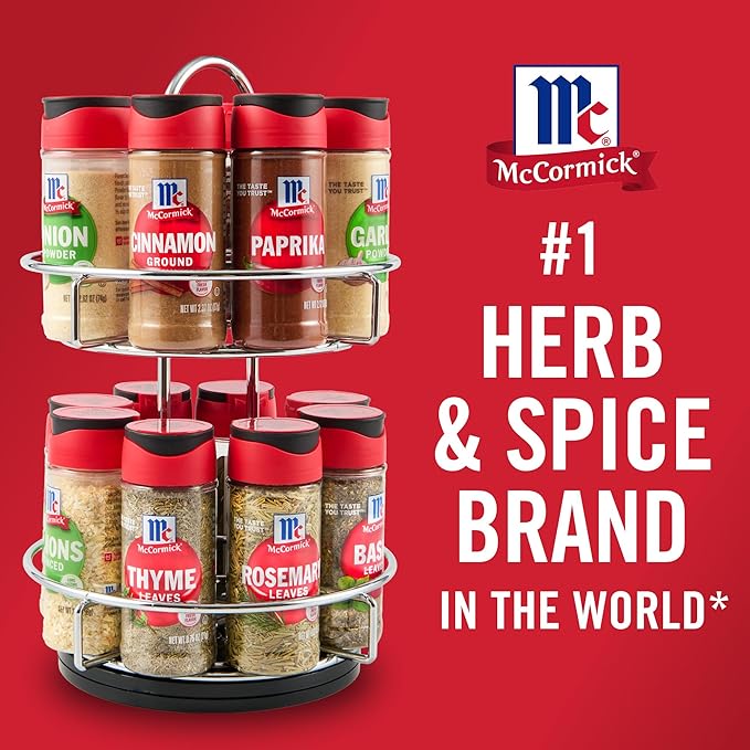 McCormick Spice Rack, Two Tier Chrome, Featuring 16 Herbs & Spices for Everyday Cooking, Great Gift for Housewarming, Wedding & Bridal Shower, 26.09 oz