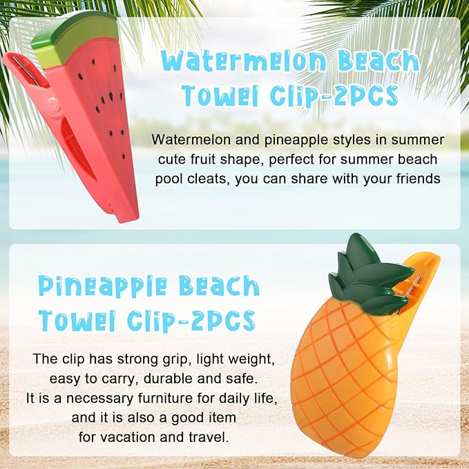 Sieral 8 Pcs Beach Towel Clips Beach Chair Pool Clips for Chairs Plastic Windproof Holder Funny Decorative Clothespins for Patio Accessories Summer, 4 Styles(Cute Style)