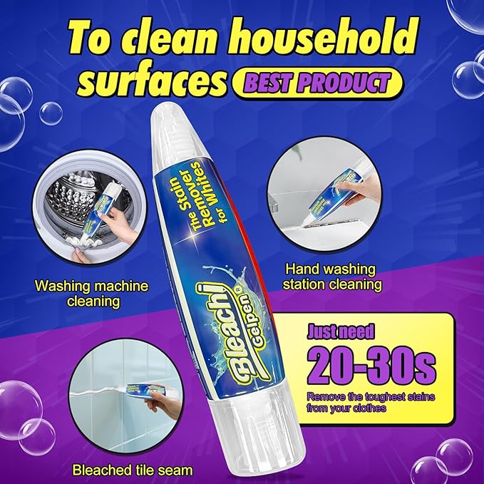 Bleach Pen For Clothing, Bleach Pen, Stain Remover Pen, Clothing Bleached DIY design, Travel Accessories, Lnstantly Remove Stains, Pearl white (1.89 Fl Oz (Pack of 1), Lemon)