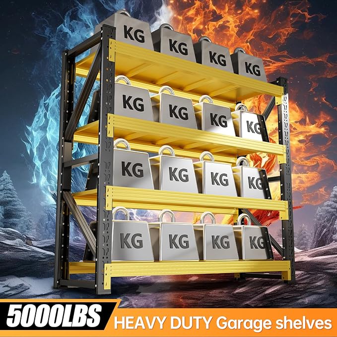 60" W Storage Shelves Heavy Duty, 4 Tier Metal Garage Shelving Units, 5000LBS Heavy Duty Adjustable Shelf, Garage Storage Rack, Industrial Shelving for Shop, Warehouse,60" W x 20" D x 79" H