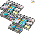 Marbrasse 3 Pack Desk Drawer Organizers with 9 Adjustable Compartments for Makeup, Office Supplies & Accessories (Black)