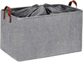DULLEMELO Extra Large Grey Basket for Organizing, Collapsible Fabric Storage Basket with Handles, 70L Oversized Storage Bin, Large Closet Toys Blanket Organizer for Living Room, Laundry, Nursery