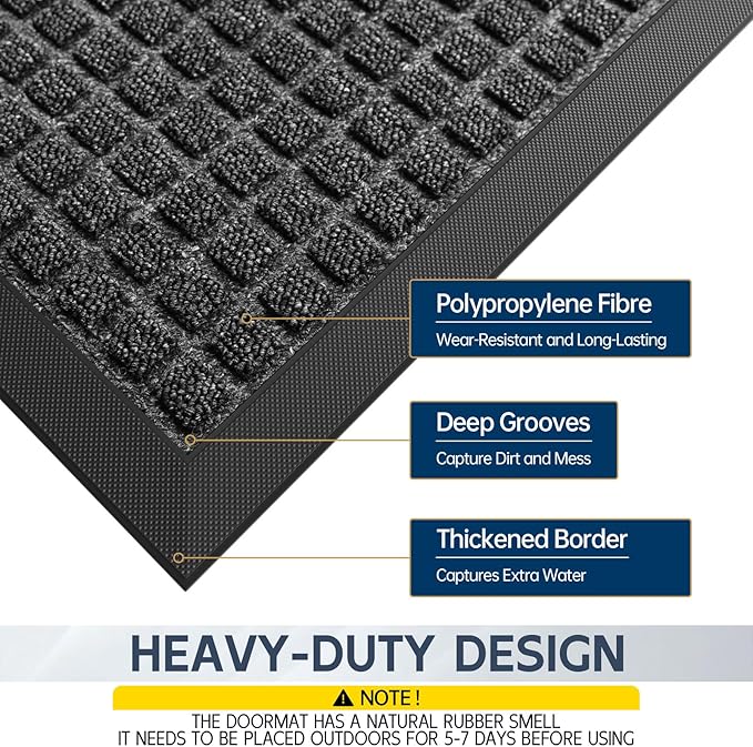 Indoor Outdoor Front Door Mats, 72" x 24" Rubber Backing Non Slip Durable Welcome Floor Mats for Patio, Garage Entrance, Stain and Fade Resistant Commercial Doormats for High Traffic