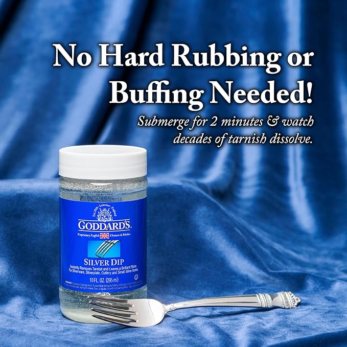Goddard’s Silver Cleaner Dip – Silver Jewelry Cleaner Solution for Filigree Metalwork & Small Items – Professional Use Silver Tarnish Remover – Silverware Cleaning Supplies (10 oz)