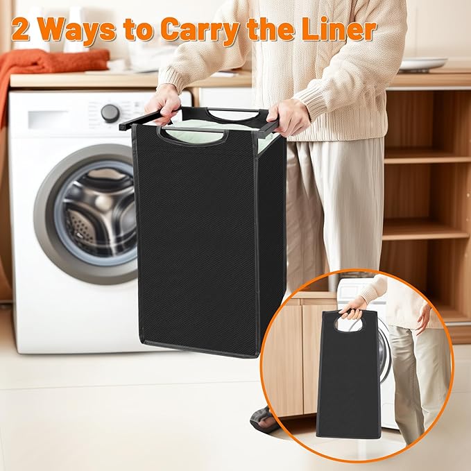 Laundry Hamper, Laundry Sorter with 4 Pull-Out Removable Oxford Fabric Bags Cloth Laundry Basket 4 x 10 Gallons (Black and Rustic Brown)