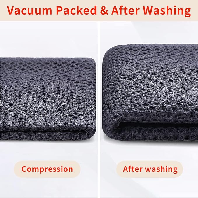 Homaxy 100% Cotton Waffle Weave Kitchen Dish Cloths, Ultra Soft Absorbent Quick Drying Dish Towels, 12 x 12 Inches, 18-Pack, Dark Grey