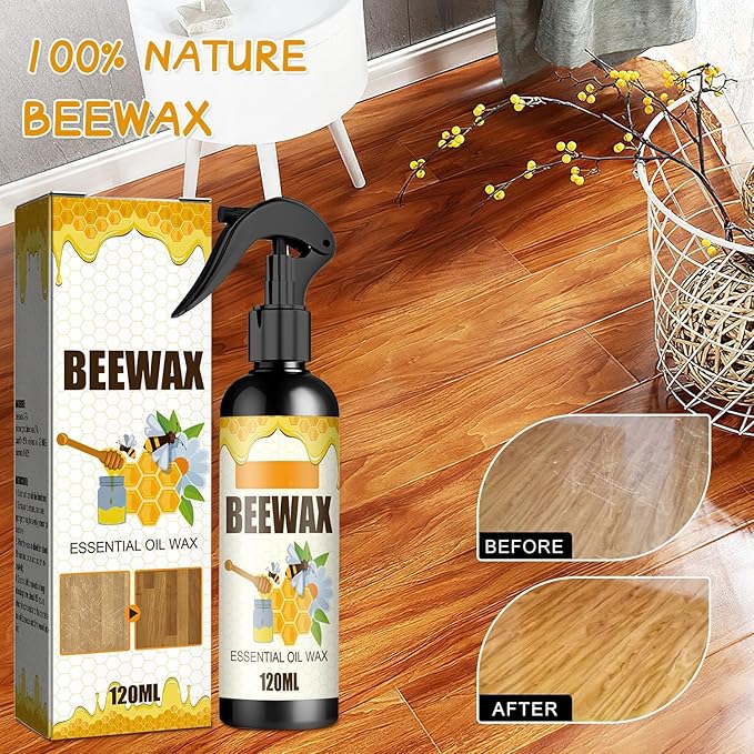 Natural Beeswax Spray Furniture Polish, Wood Cleaner, Wood Floor Polish - Beeswax Polish Spray Used to care for living rooms,kitchens,wood furniture floors (2PCS)