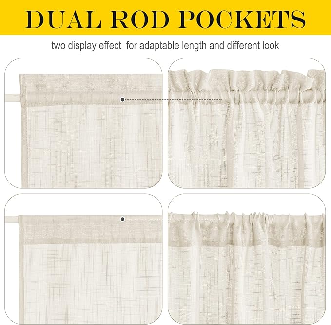 NICETOWN Side Door Front Curtains for Small Window, Privacy Door Shades for Sidelight Curtains, Light Filter Privacy Side Window Drapes, W36 X L72, Beige, 1 Panel