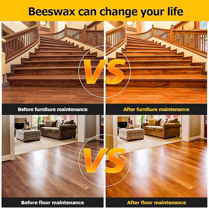 CARGEN Beeswax Furniture Polish, Wood Seasoning Beeswax for Furniture Wood Wax for Dining Table Floor Doors Chairs Cabinets to Protect and Care 2pcs Beeswax Polish