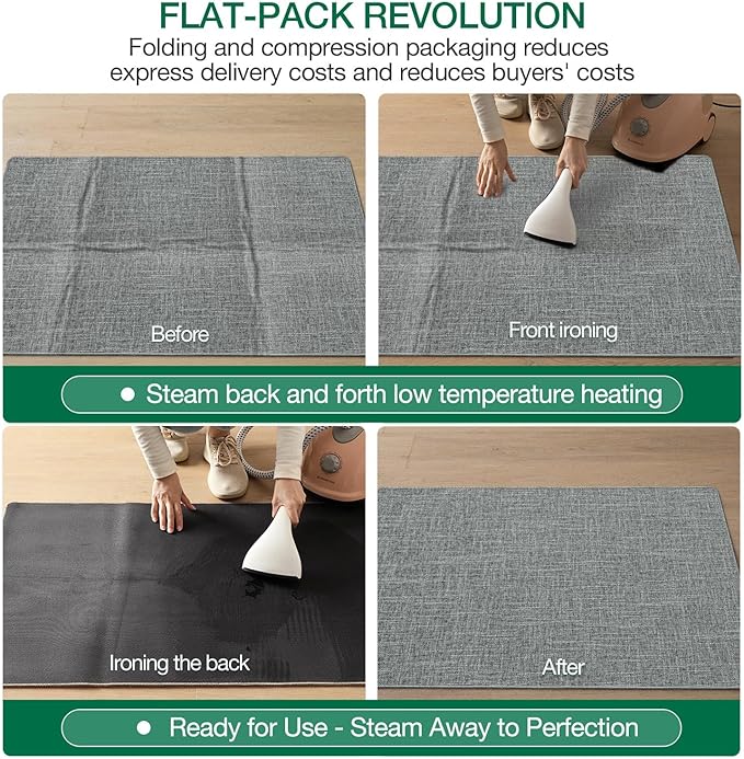 LUMI Ultra Thin Door Mat for Entryway, Low Profile Non Slip Rubber Backing Indoor Doormat, Easy Clean Welcome Entrance Mat for Inside House, Patio, Greenish Grey 17"x30"