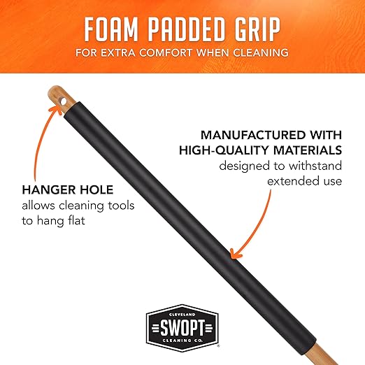 SWOPT Premium 48” EVA Foam Comfort Grip Wooden Handle – Ergonomic Design Eliminates Loose Handles —Interchangeable with All SWOPT Cleaning Products for More Efficient Cleaning and Storage