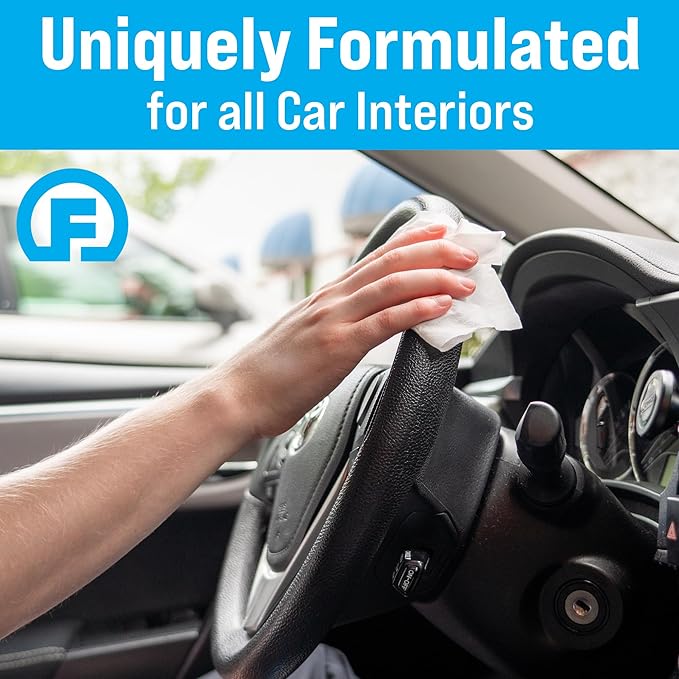 Fortress Car Interior Wipes with Microfiber Cloth (25 ct, Pack of 12) for Car Interior Cleaning, Dashboard, Seats, Detailing, and Steering Wheel [Travel Size] Skin-Safe Car Interior Cleaner Supplies