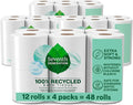 Seventh Generation Toilet Paper Recycled Bath Tissue 4-Pack 100% Recycled Paper 2-ply without Chlorine Bleach 12 Rolls