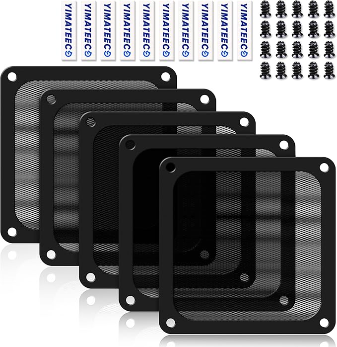 Dust Filter PC 140mm -5Pack Magnetic Fan Dust Mesh Filter for Computer Cooler Fan/PSU/Routers, PVC 50 Mesh PC Case Screen Dustproof Vent Filter Cover Fan Grills (PVC, 140 * 140mm, 5pcs, Black)