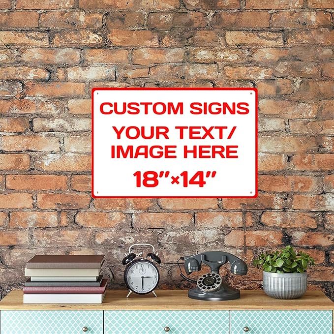 Custom Aluminum Weatherproof Metal Signs - Multiple Sizes, Personalized Text & Picture, Horizontal Traffic Regulation & Hazard Signs