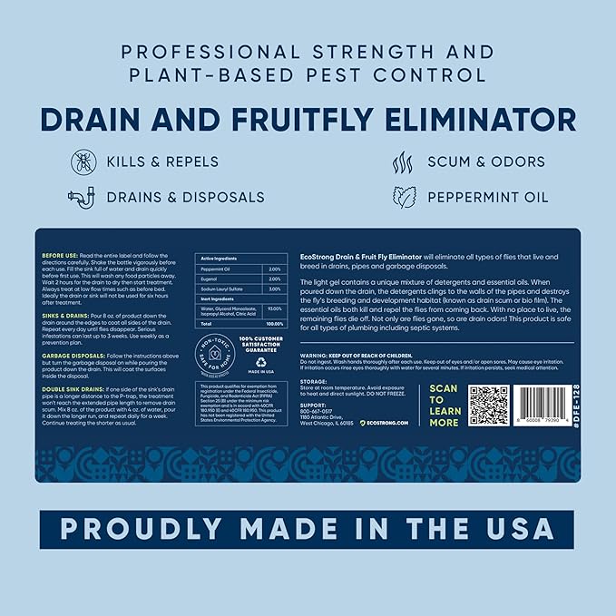 Fruit Fly Drain Treatment | Drain Fly Eliminator | All-Natural, Eliminates Gnats, Sewer Flies and More - Works in All Drains - 1 Gallon